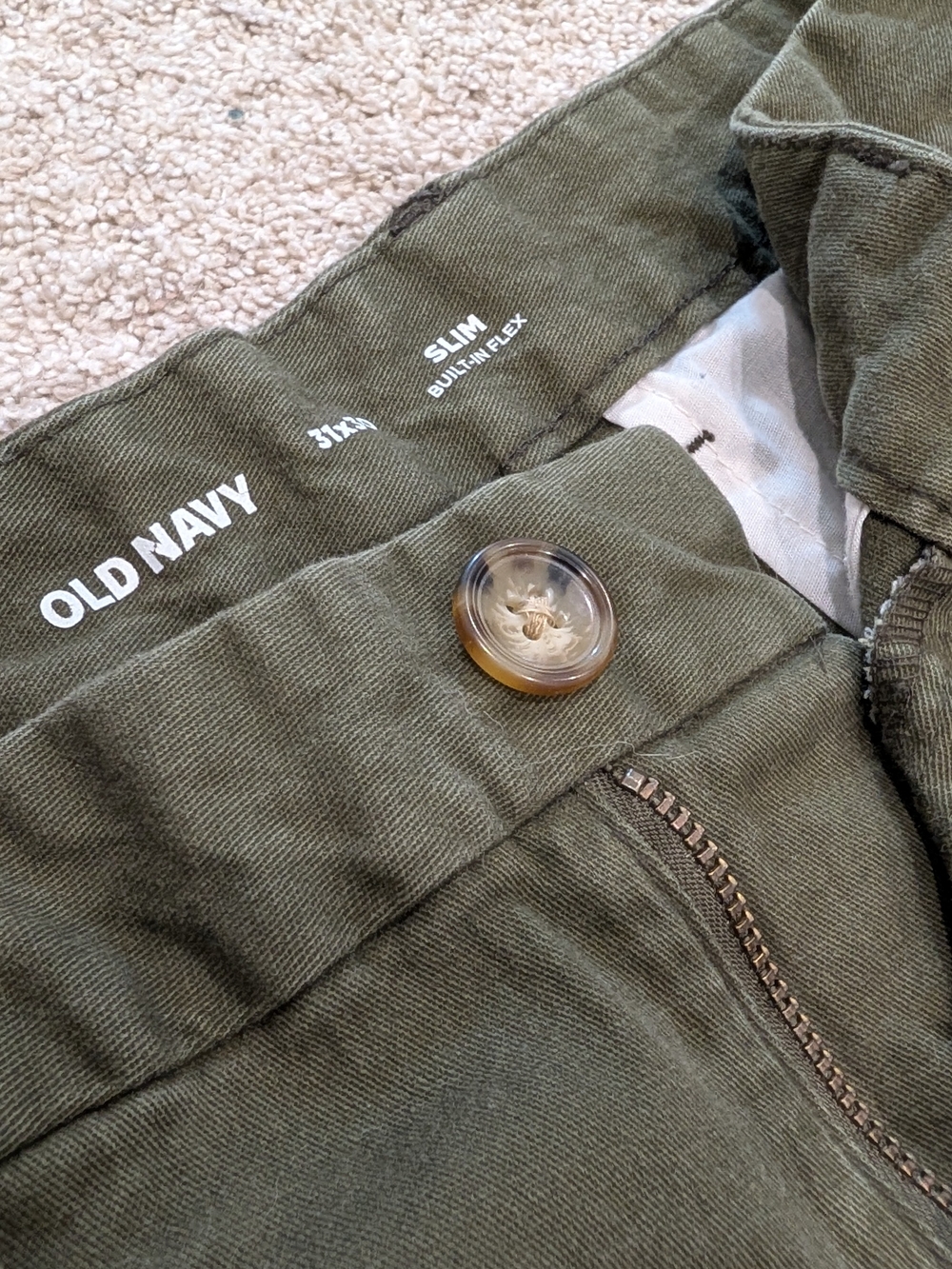 Old Navy Boy's Slim Fit Olive Khaki Dress Pants 31x30